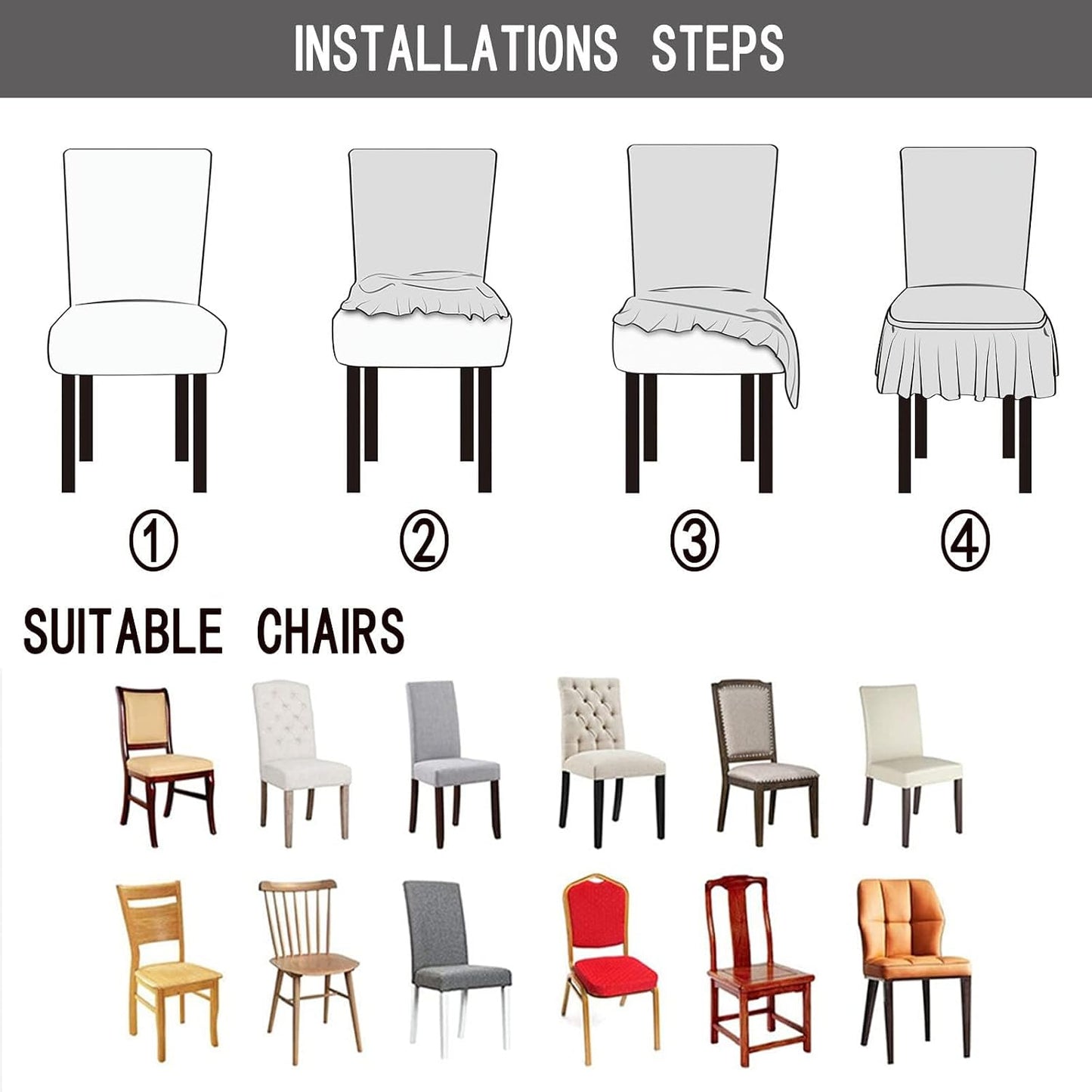 Chair Slipcovers with Skirt for Hotel Home Decor