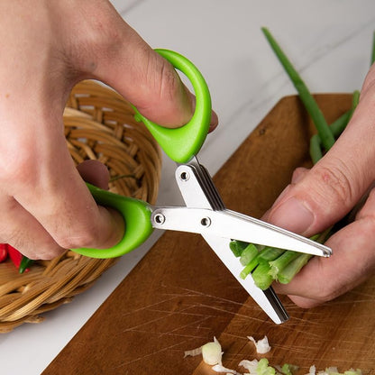 5-Blade Stainless Steel Kitchen Herb Scissors Multipurpose Chopper