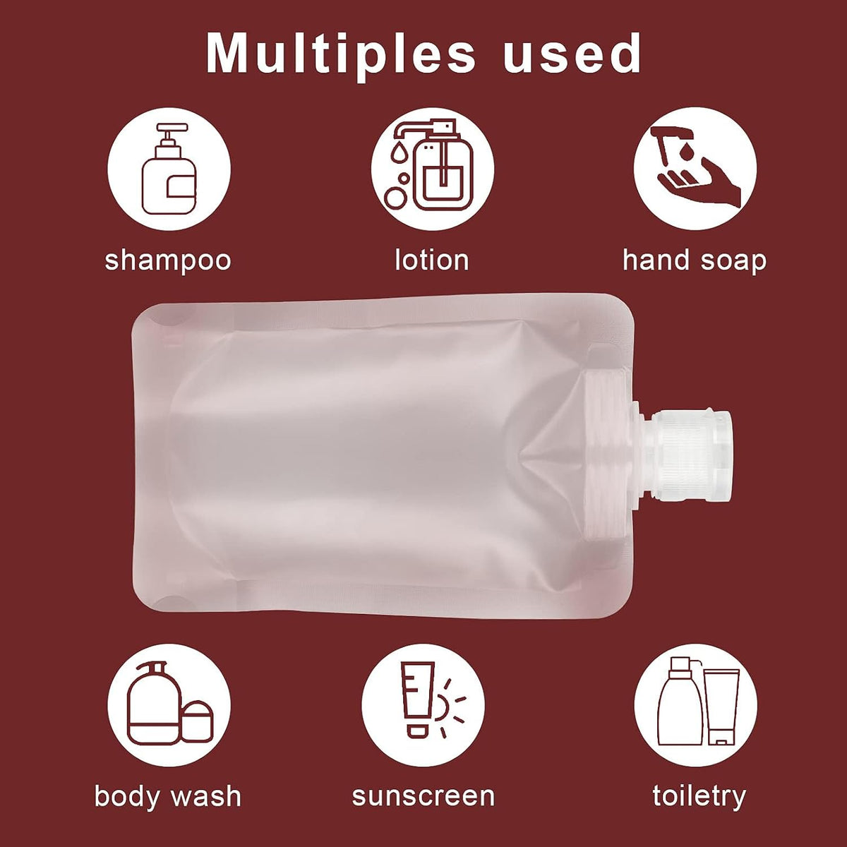 18 Pcs Refillable, Squeezable Dispensing Pouch – Funnel Included – TSA Compliant