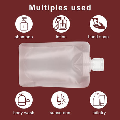 18 Pcs Refillable, Squeezable Dispensing Pouch – Funnel Included – TSA Compliant