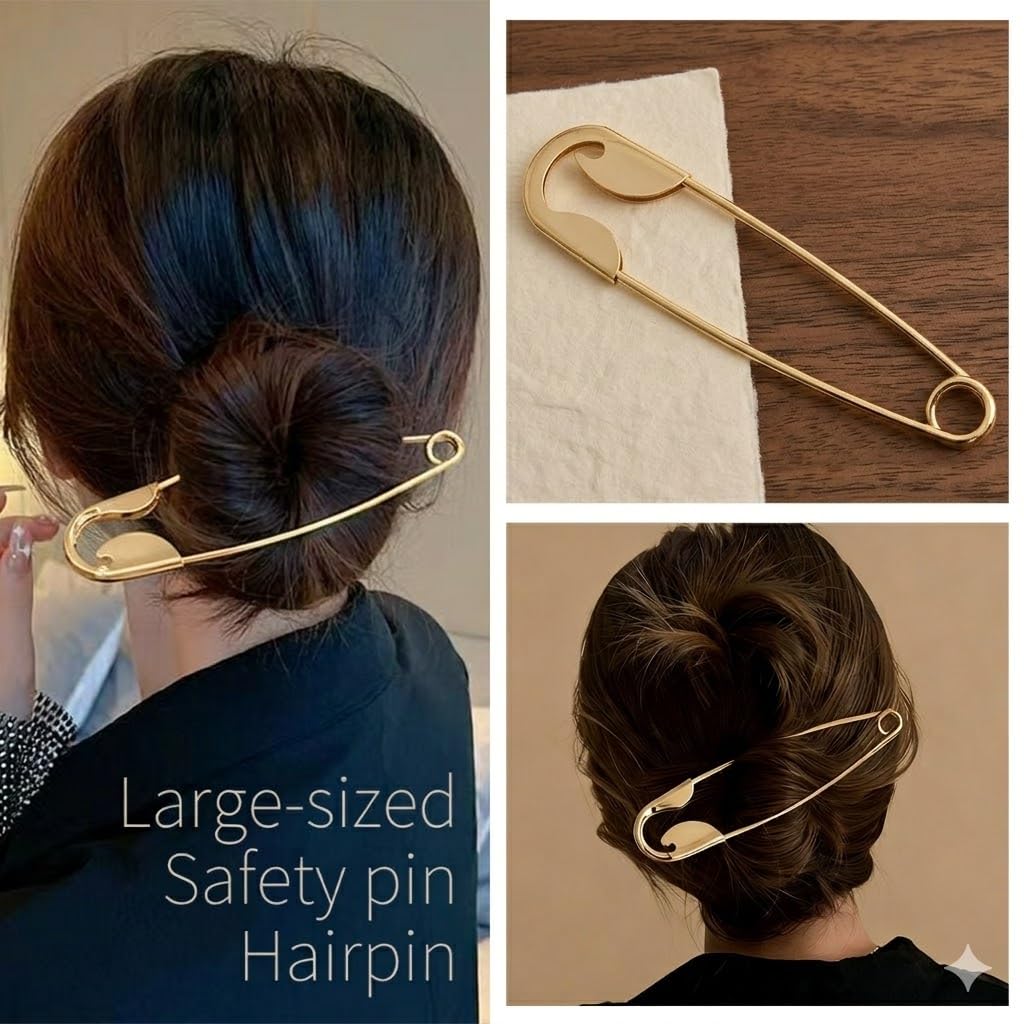 Extra Large Safety Pin Hair Clip - 5.3-inch Stainless Steel Giant Safety Pin