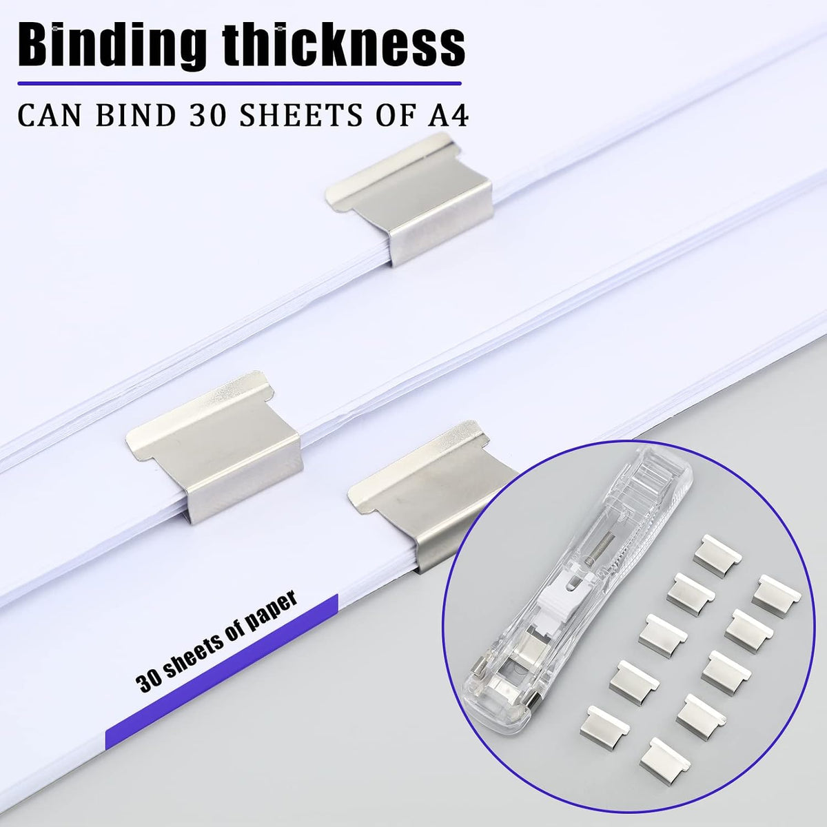 Handheld Paper Clam Clip Dispenser, No-Hole Paper Binding