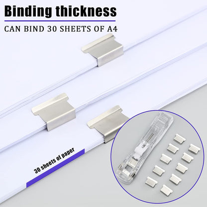 Handheld Paper Clam Clip Dispenser, No-Hole Paper Binding