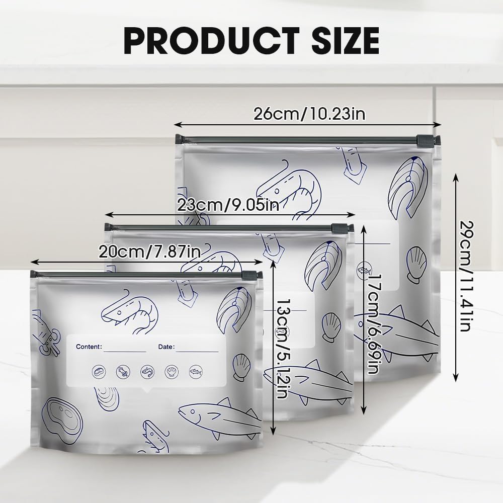 Upgrade Reusable Food Storage Bags with Label and Zip Lock