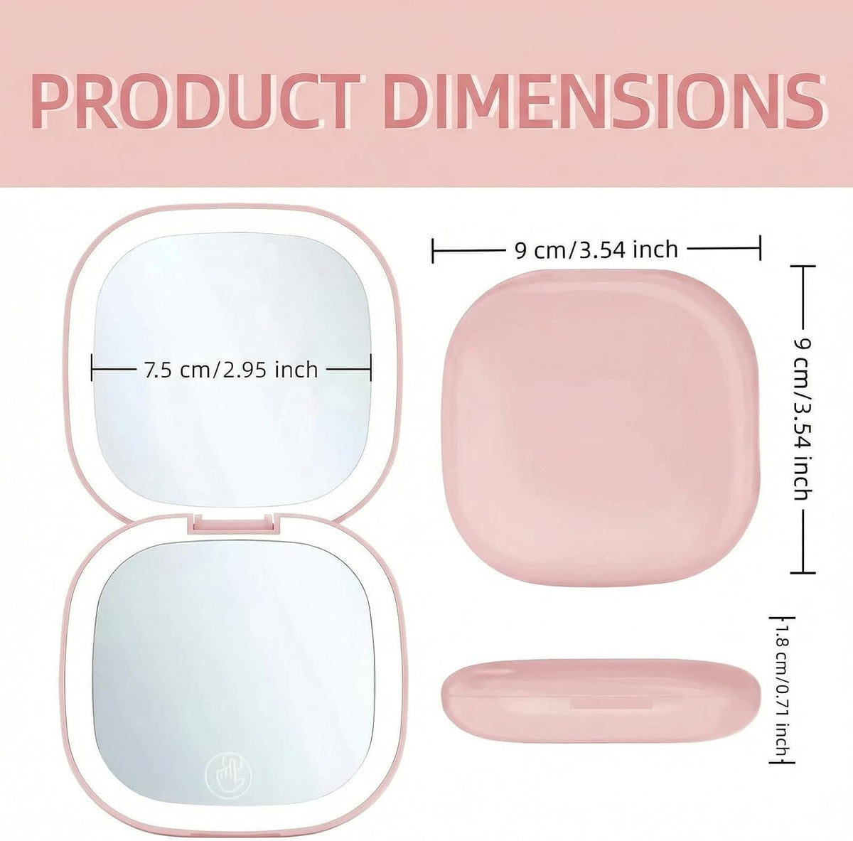 Folding Travel Makeup Mirror with LED Lights