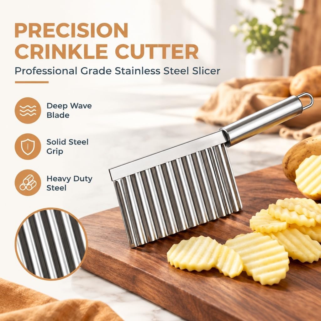 2Pcs Vegetable & Fruit Wavy Crinkle Cutting Tool , Steel Wave Blade Cutter Chops