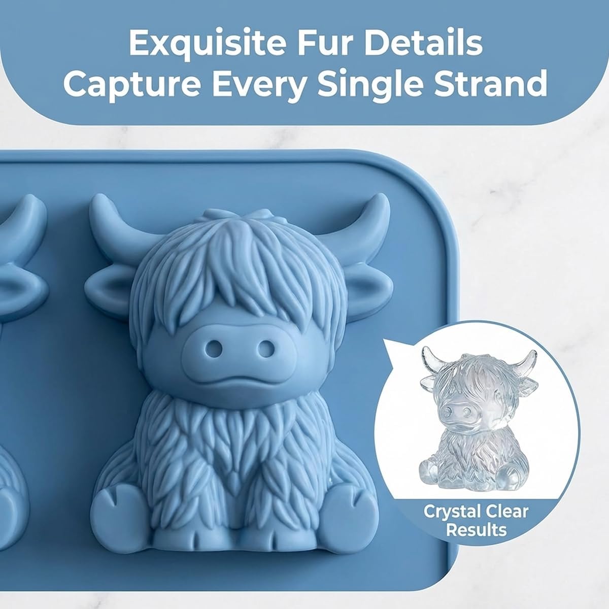 3D Cute Cattle Silicone Ice Cube Mold for Whiskey Cocktails Beer Coffee and Drinks Party