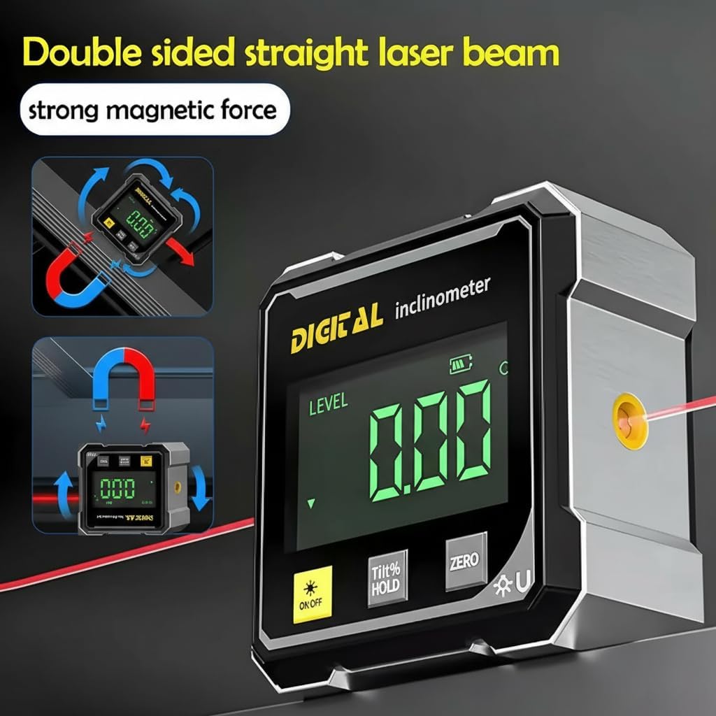 Digital Angle Finder with Electronic Laser Level Box for Hanging