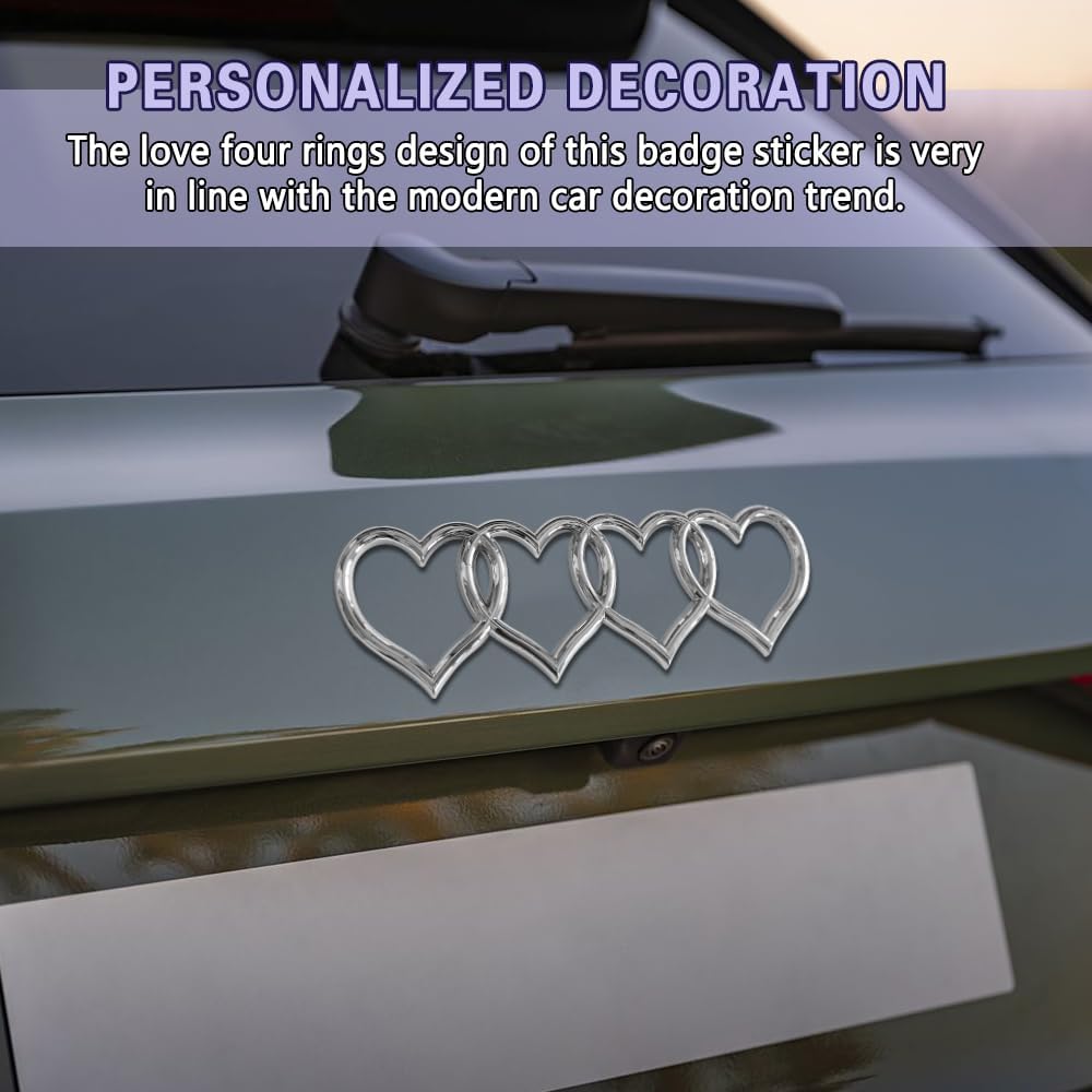 Heart-Shaped Car Emblem and Badge – 3D Exterior Decorative Sticker
