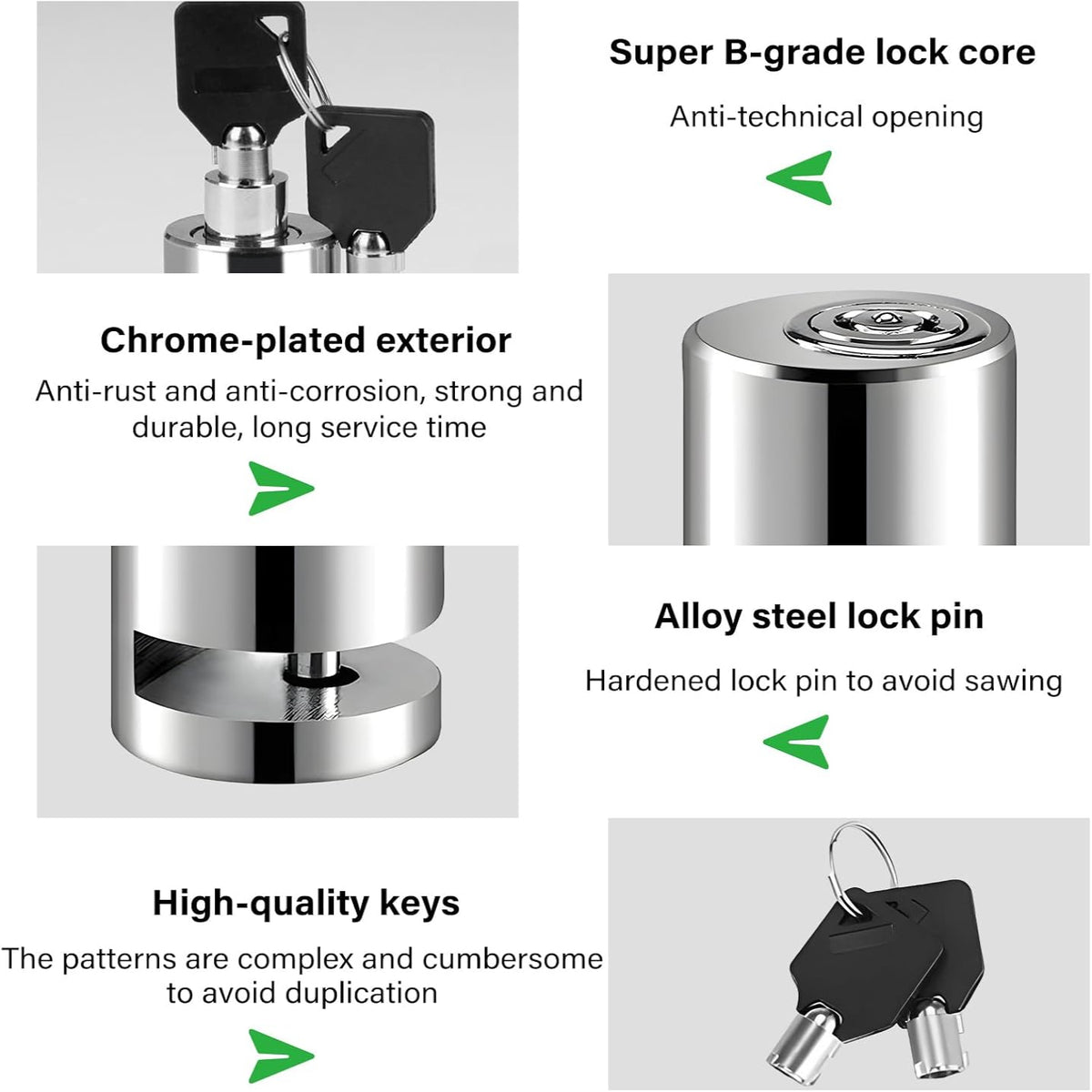 Motorcycle Disc Brake Lock, Anti-Theft Wheel Disc Padlock with Two Keys