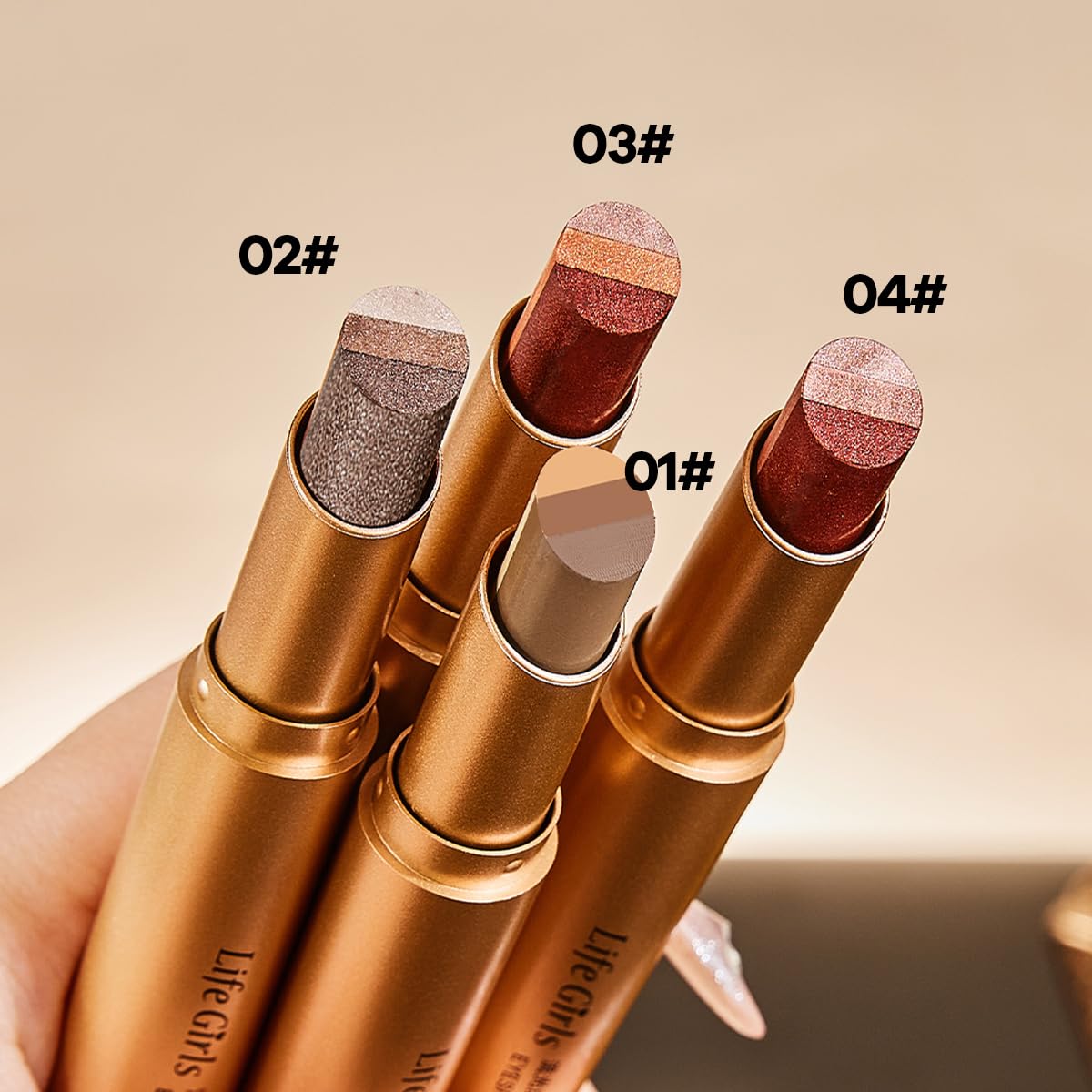 4PCS 3-Color Gradient Eyeshadow Stick Set for Daily & Party Looks