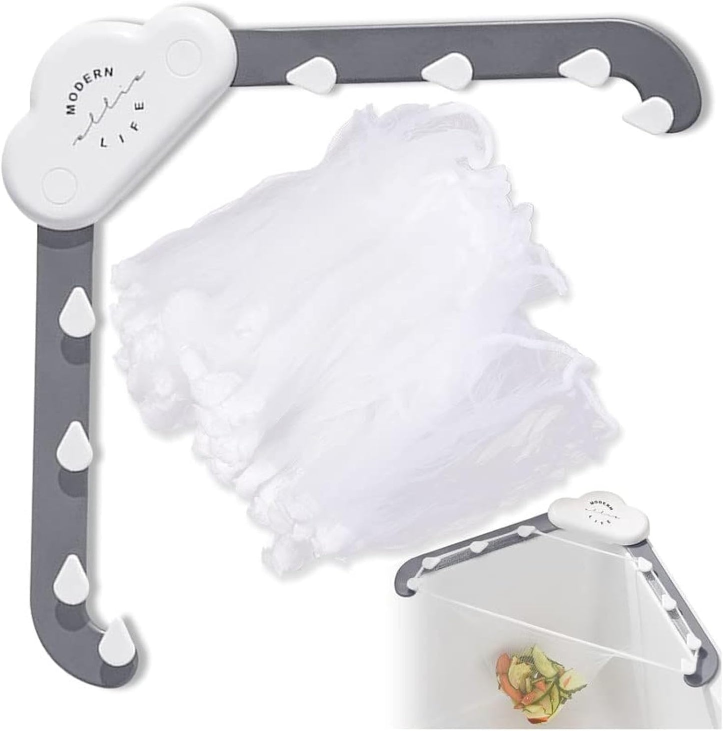 Kitchen Sink Triangular Drain Basket Set – Includes Mesh Filter Bags