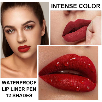 12 Colors Lip Liner Set Waterproof Lipstick High Pigmented