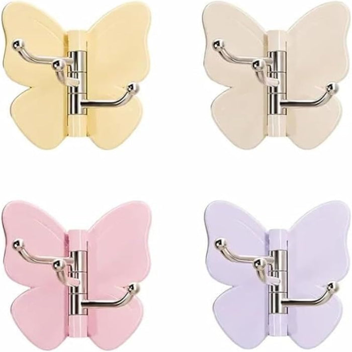 4 Pack Butterfly Triple Prong Swivel Hooks with Strong Adhesive