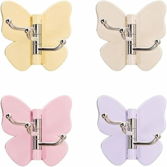 4 Pack Butterfly Triple Prong Swivel Hooks with Strong Adhesive