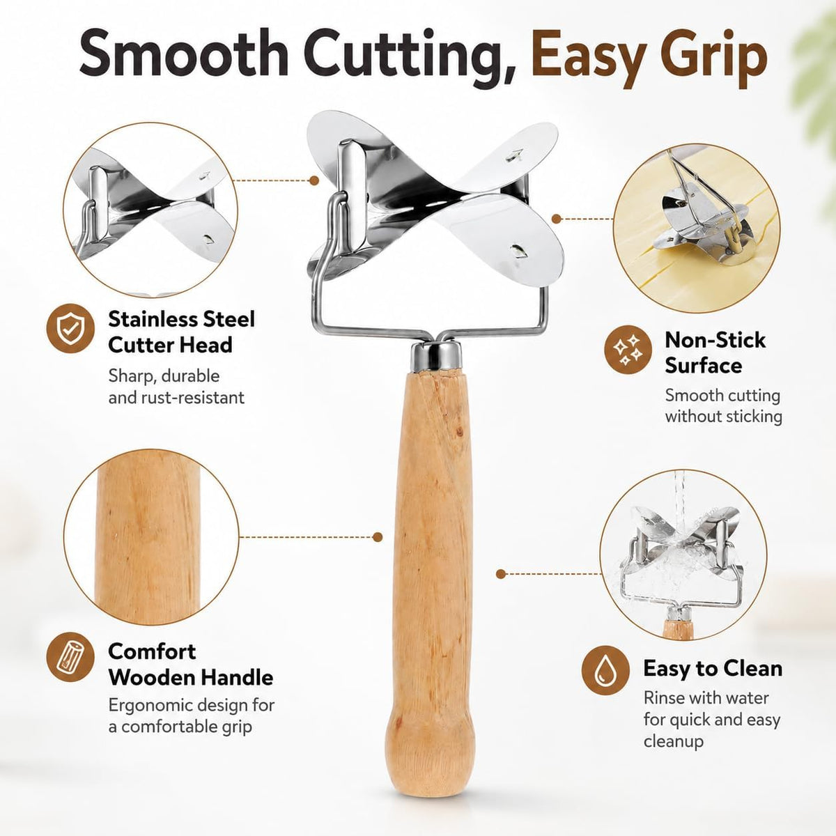 Dumpling Wrapper Dough Cutter - Stainless Steel Cutter - Round Roller