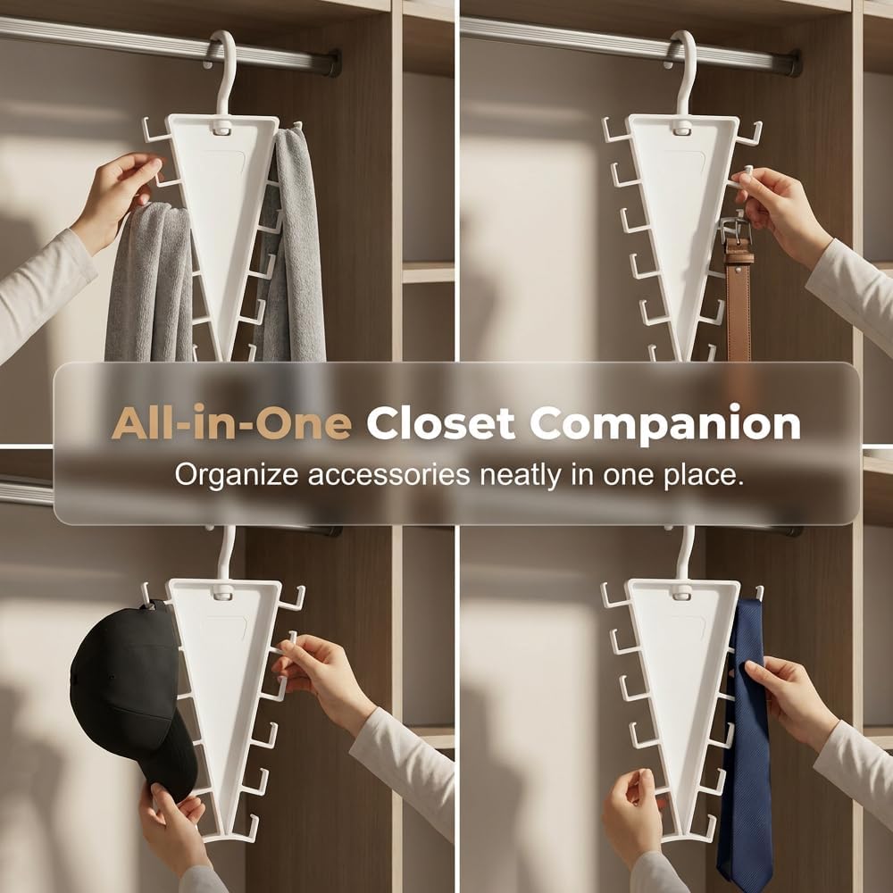 V-Shape 12-Hook Rotating Hanger, 360° Space Saving Closet Organizer-2Pcs