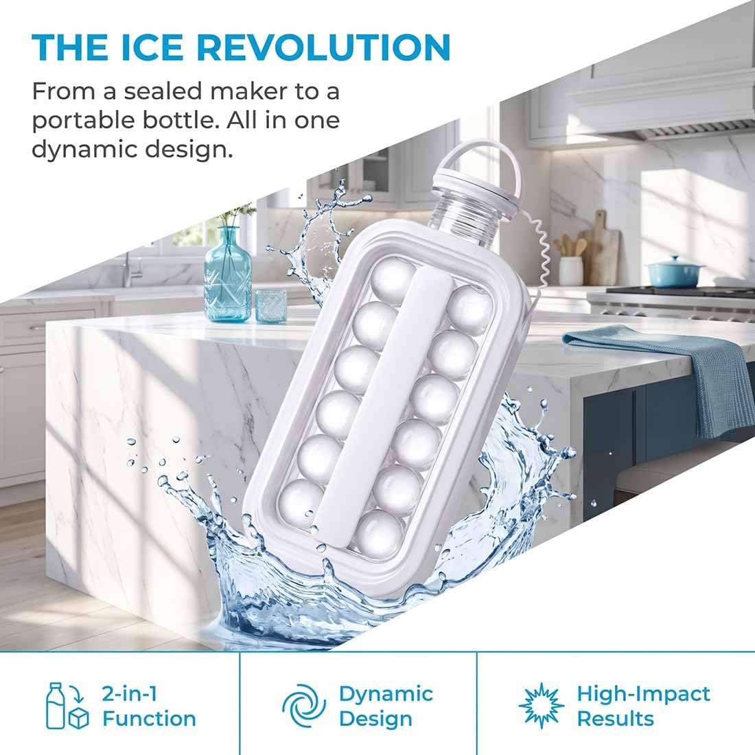 2-in-1 Ice Ball Maker Bottle with Pull Handles