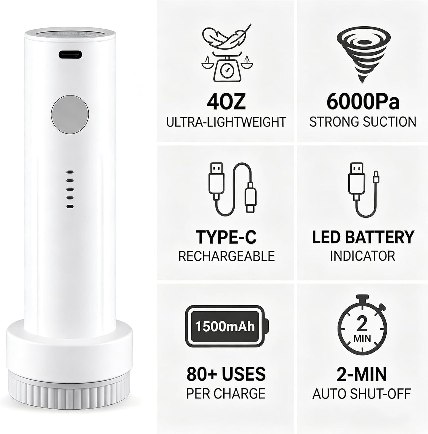 Cordless Electric Air Pump Set – Includes 3 Travel Vacuum Storage Bags