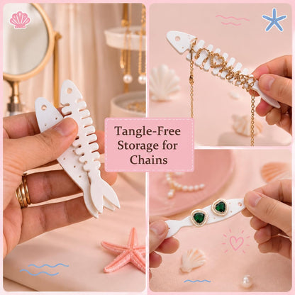 Sardines Travel Jewelry Case with 3 Fish-Shaped Holders