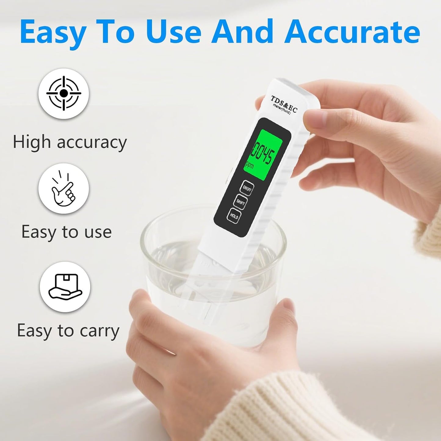 4-in-1 Digital Water Quality Tester (TDS, EC, and Temperature/°C, °F)