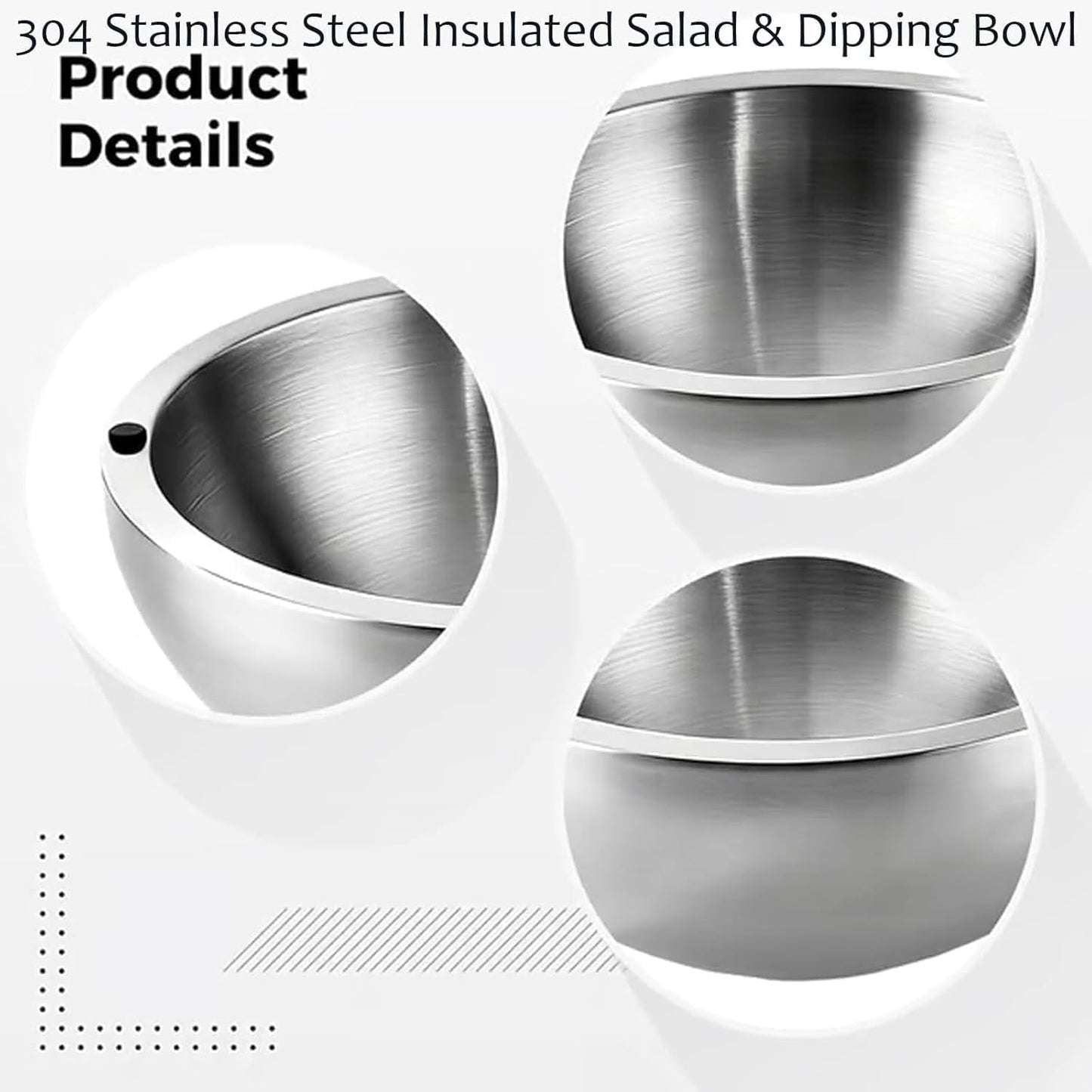 304 Stainless Steel Insulated Bowl, Chill Bowls You Freeze with 2 Water Injection Holes