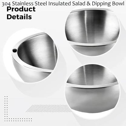 304 Stainless Steel Insulated Bowl, Chill Bowls You Freeze with 2 Water Injection Holes