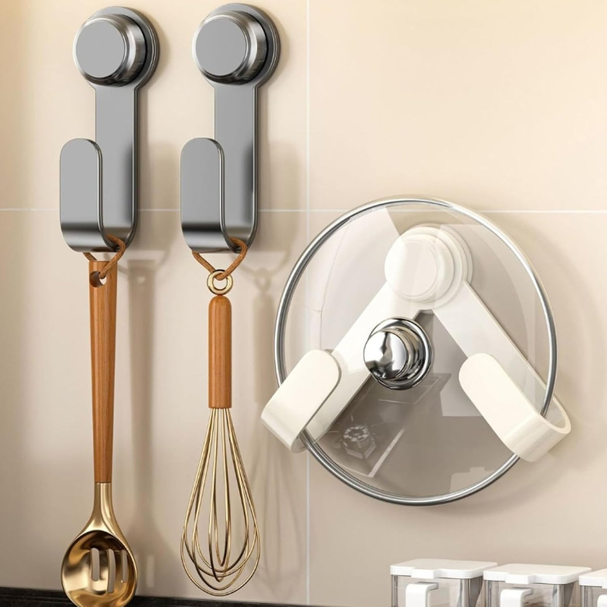 Wall-Mounted Adjustable Pot Lid Rack – No-Drill Space-Saving
