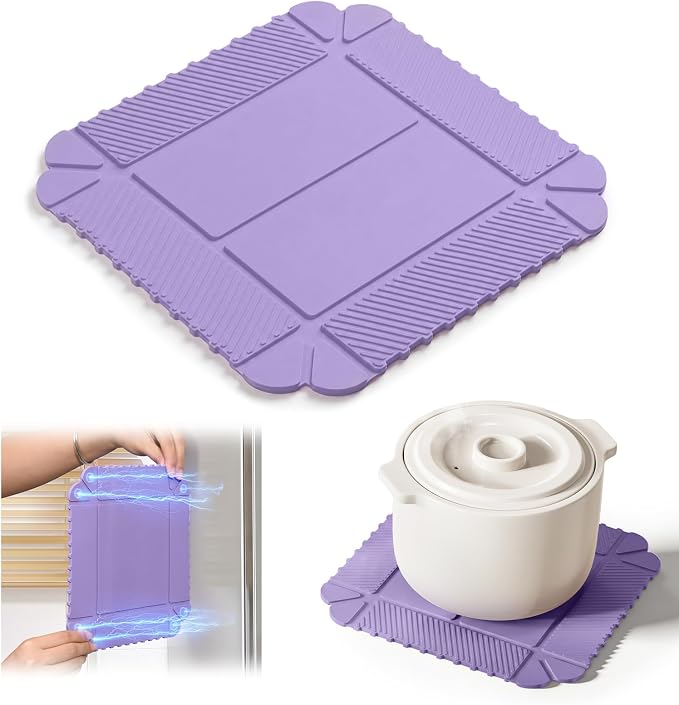 Foldable Magnetic Silicone Trivet & Pot Holder, Kitchen Heat Resistant Mat