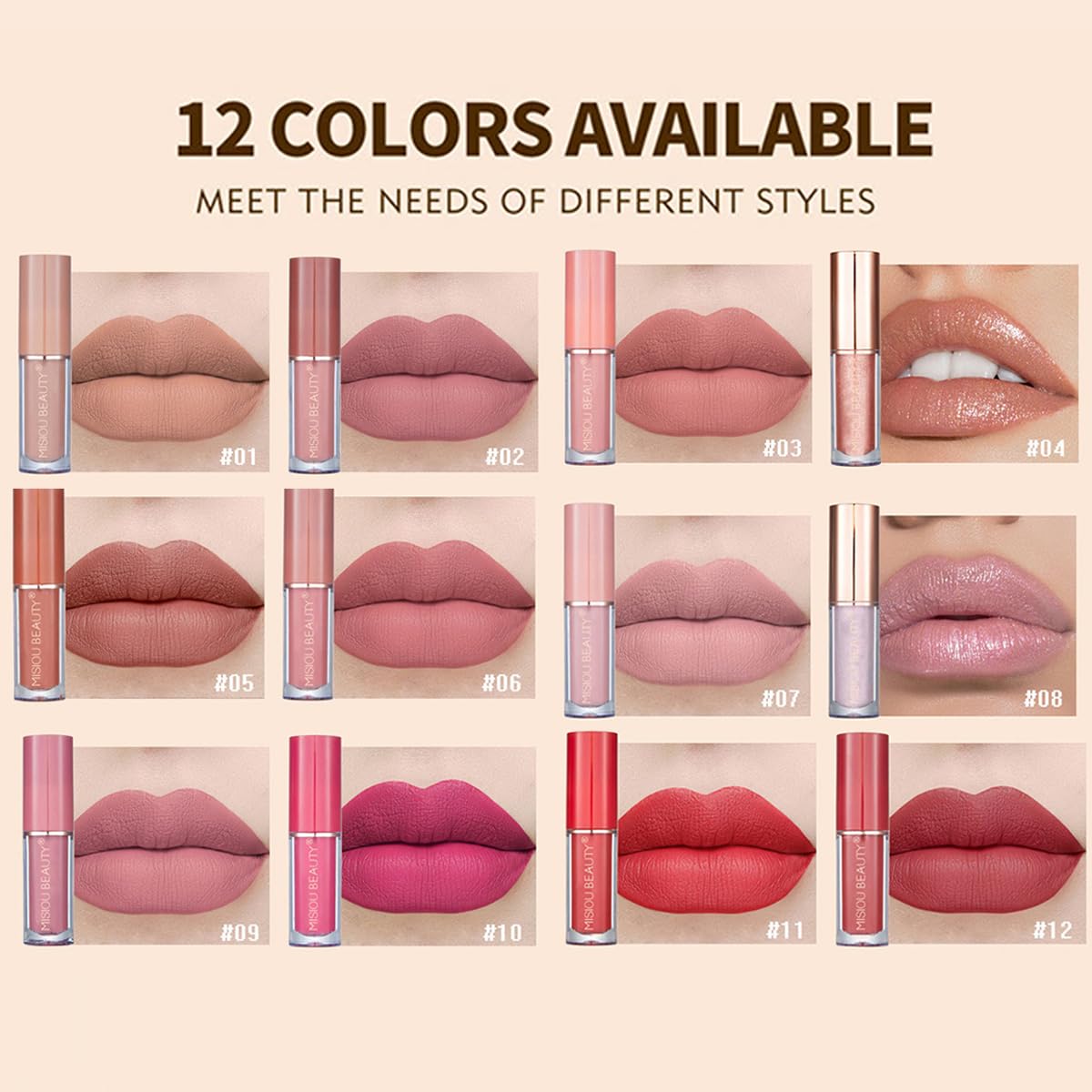 12Pcs Velvet Matte Liquid Lipstick Set,Lip Makeup Gift Kit for Women