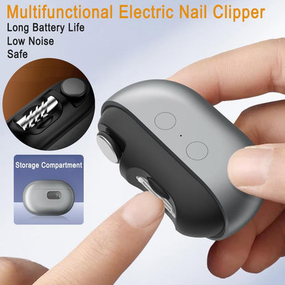 Automatic Trimmer & Polisher Nail Care Tool with LED Lights, Clipping Storage