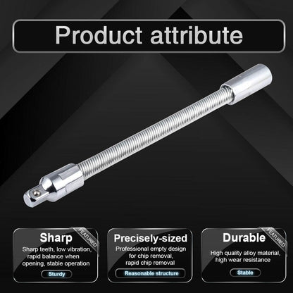 Flexible Socket Extension Ratchet with Flexible Spring Steel Shaft, Anti-Rust and Durable