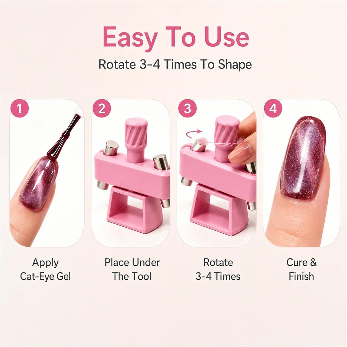 360° Automatic Cat Eye Magnet, Rotating Cat Eye Magnet for DIY Nails