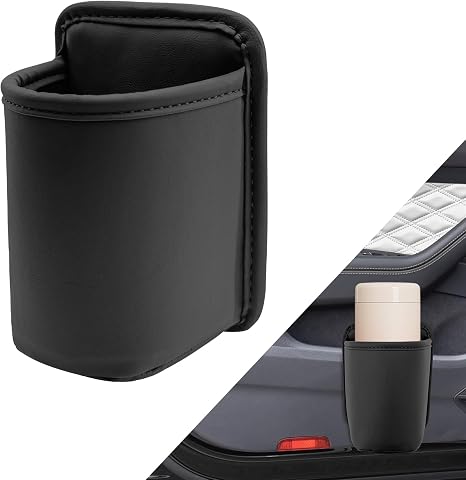 Clip-On Car Cup Holder, PU Leather, No-Drill Waterproof Scratch-Resistant