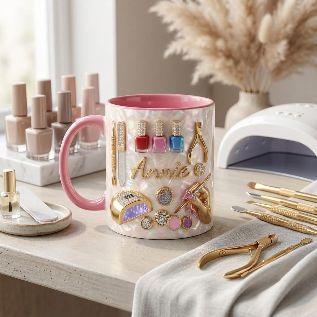 Personalized Nail Tech Mug for Nail Artist, Nail Salon Owner