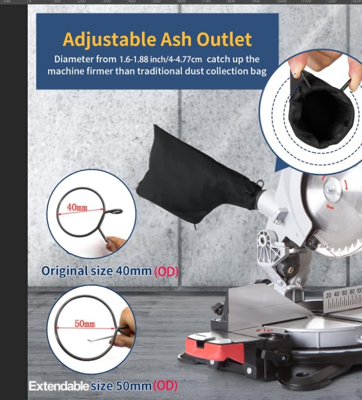2Pack Miter Saw Dust Collection Bags – With Zipper And Adjustable Metal Support Frame