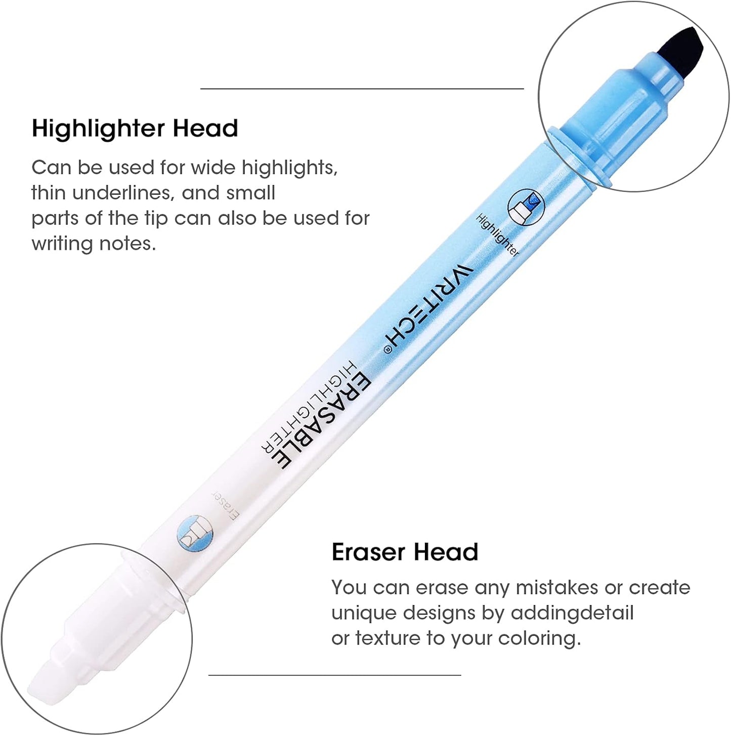 6 Pcs Double-ended Erasable & Writable Colored Pens