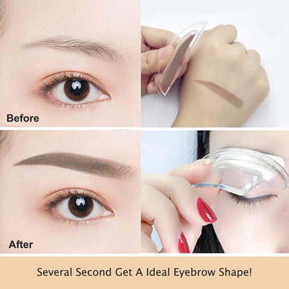 Double Seal 2 Shades Eyebrow Stamp Powder Kit with 3 Reusable Eyebrow Stencils