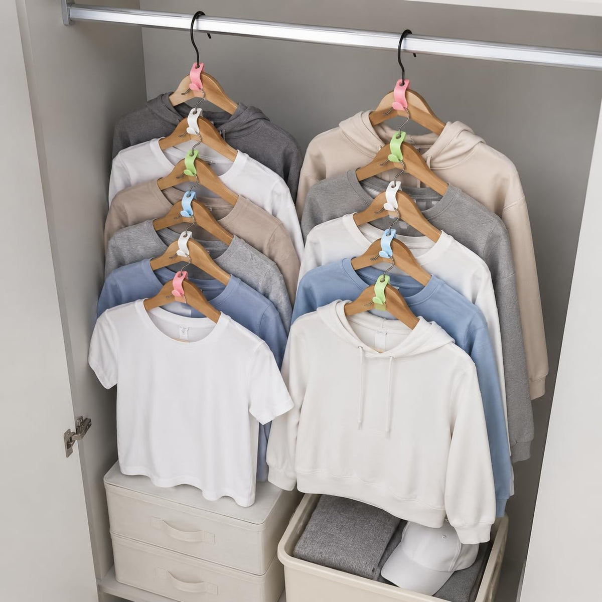 20Pcs Space Saving Hangers Connector Hooks,  Random Colors