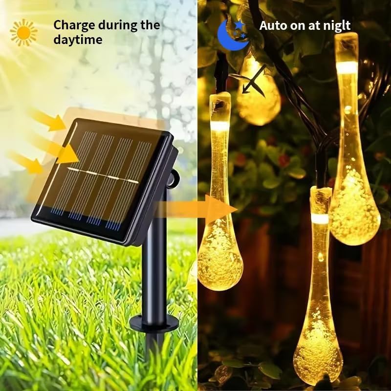 Teardrop-Shaped Christmas Decorative Solar Party Light - 21Ft 30-LED Solar Light