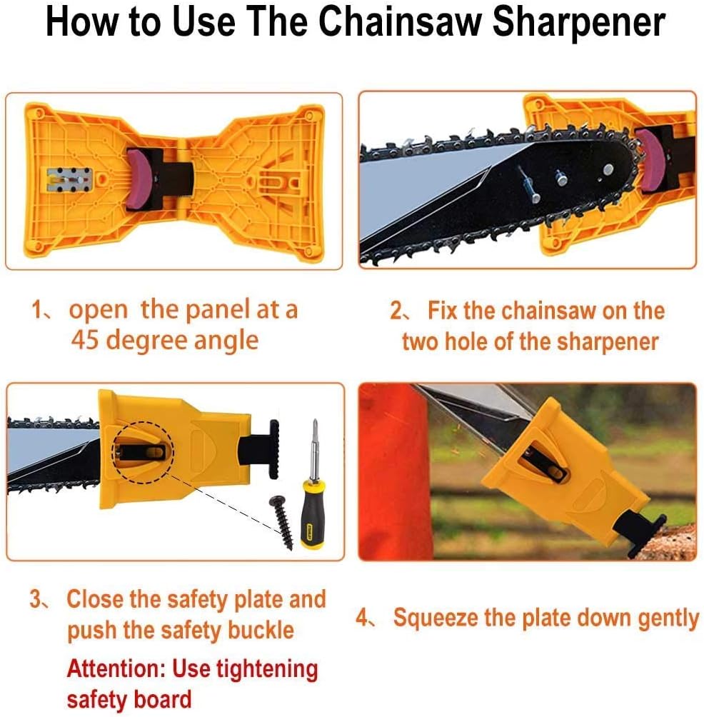 Proprietary Bar-Mount Chain Portable Teeth Chainsaw Sharpener, Fit for 14-20 Inches