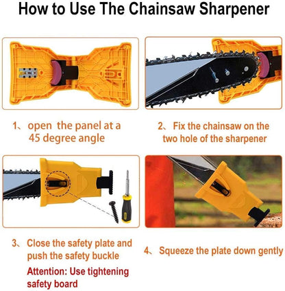 Proprietary Bar-Mount Chain Portable Teeth Chainsaw Sharpener, Fit for 14-20 Inches