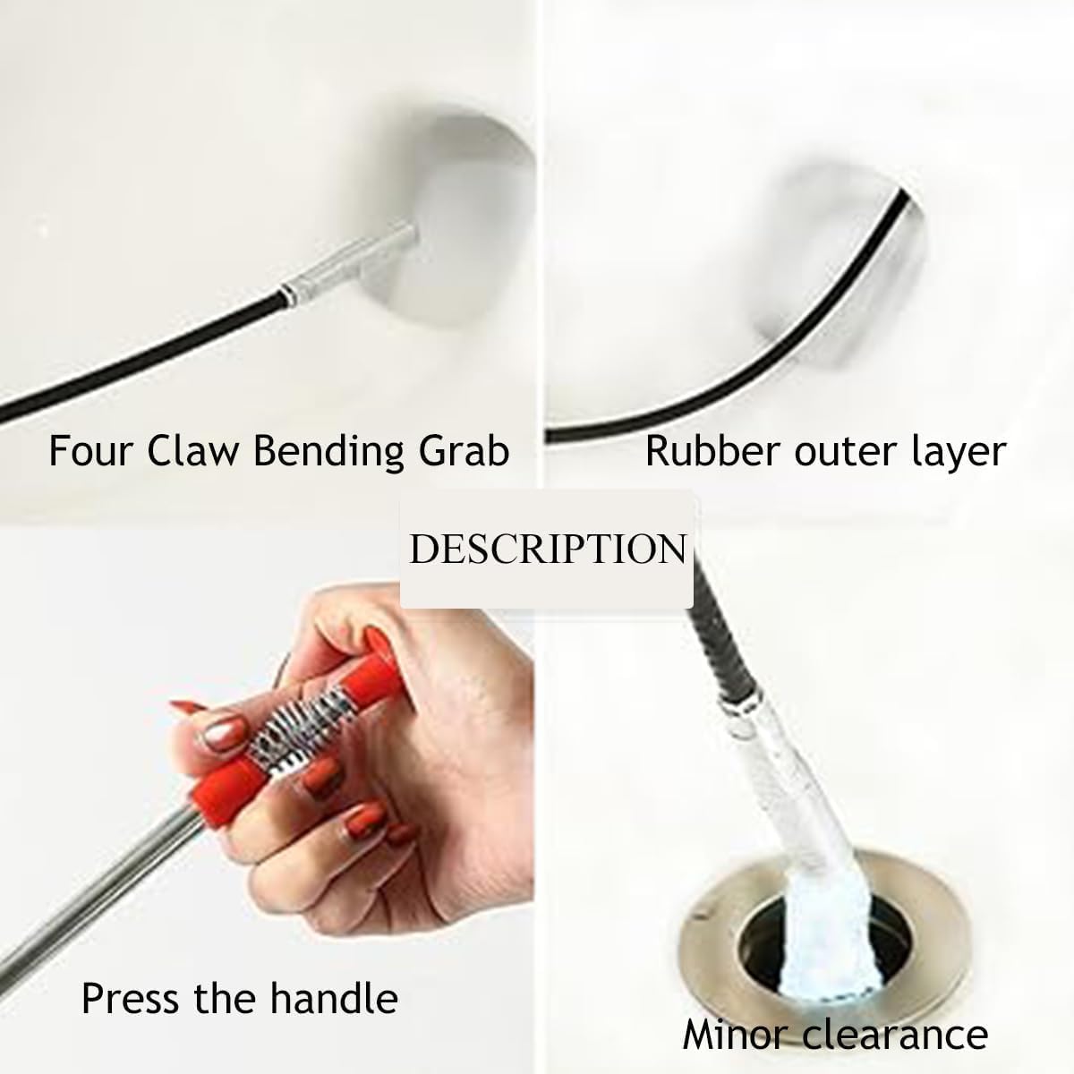 3-Meter Drain Cleaner - With Round Knob And Four-Jaw Clamp