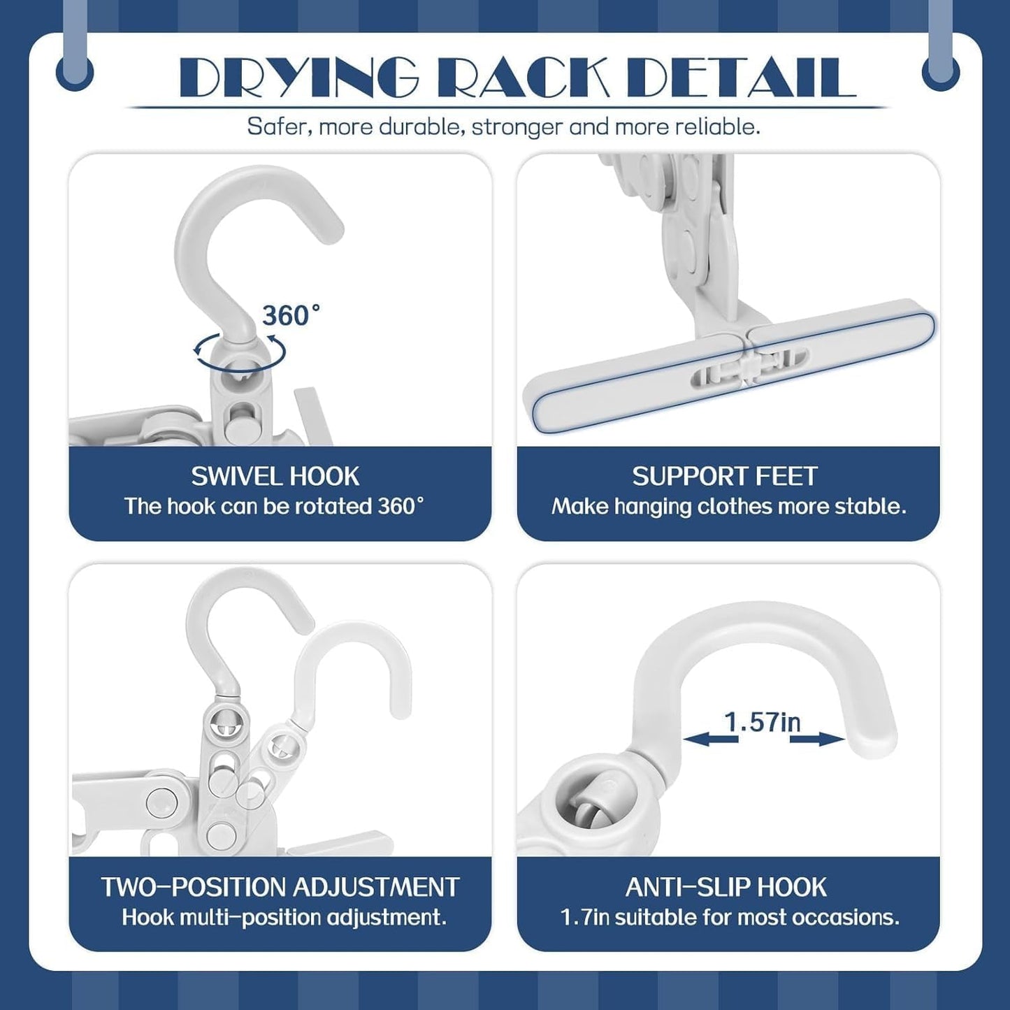 Portable Travel Hanger with 5 Holes for Balcony, Laundry Room and Outdoor