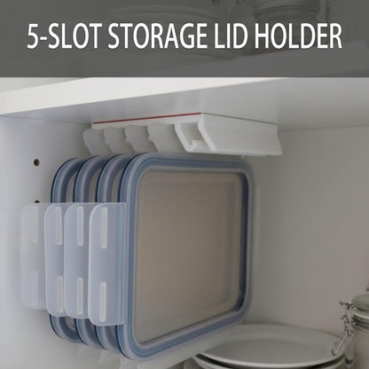 Food Container Lid Organizer with 5 Dividers