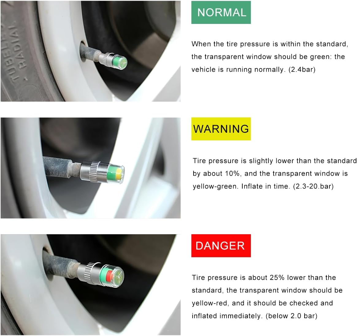 8 PCS Tire Pressure Monitor Valve Stem Caps