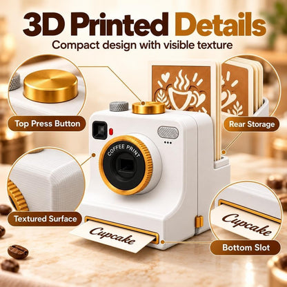 3D Printed Latte Art Camera Coffee Printer One-Click Coffee Stencils Tool