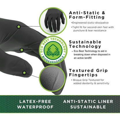 20 Pcs Black Nitrile Exam Gloves – 6 Mil Heavy Duty, Latex-Free Disposable Gloves