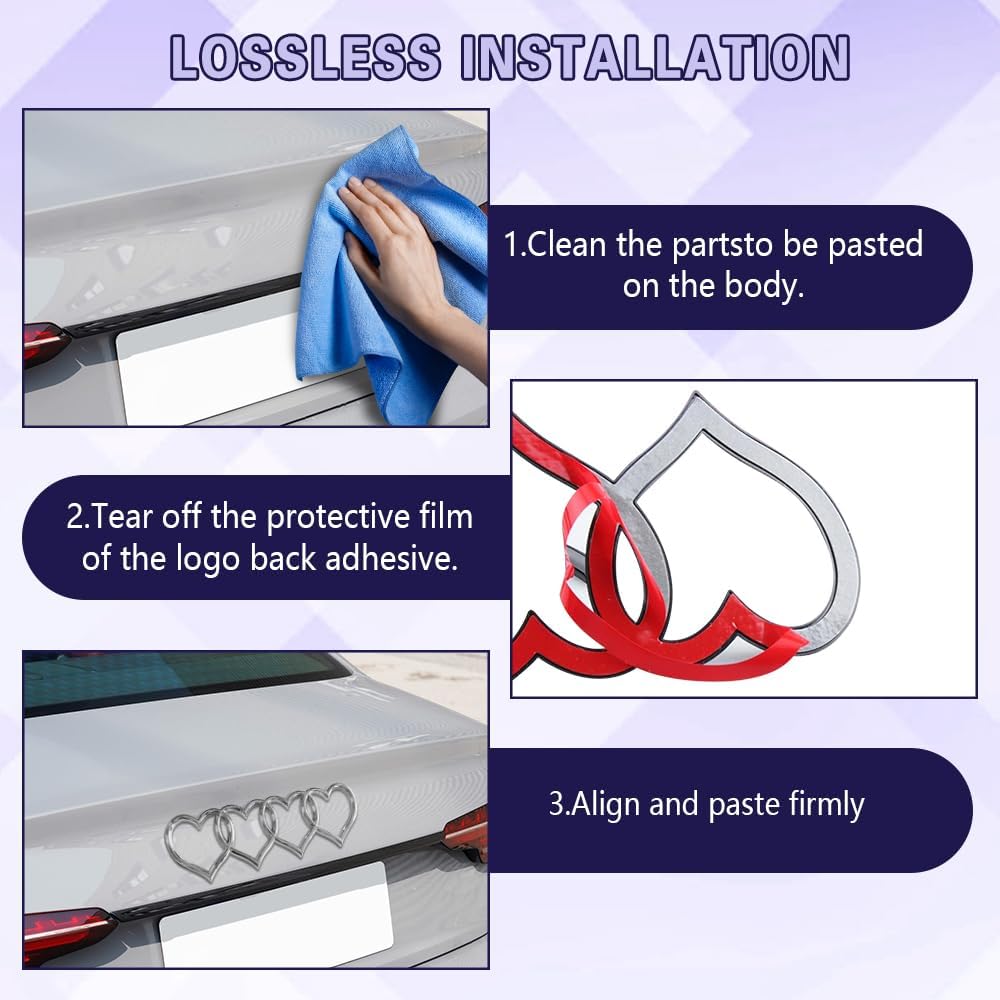 Heart-Shaped Car Emblem and Badge – 3D Exterior Decorative Sticker