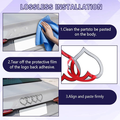 Heart-Shaped Car Emblem and Badge – 3D Exterior Decorative Sticker